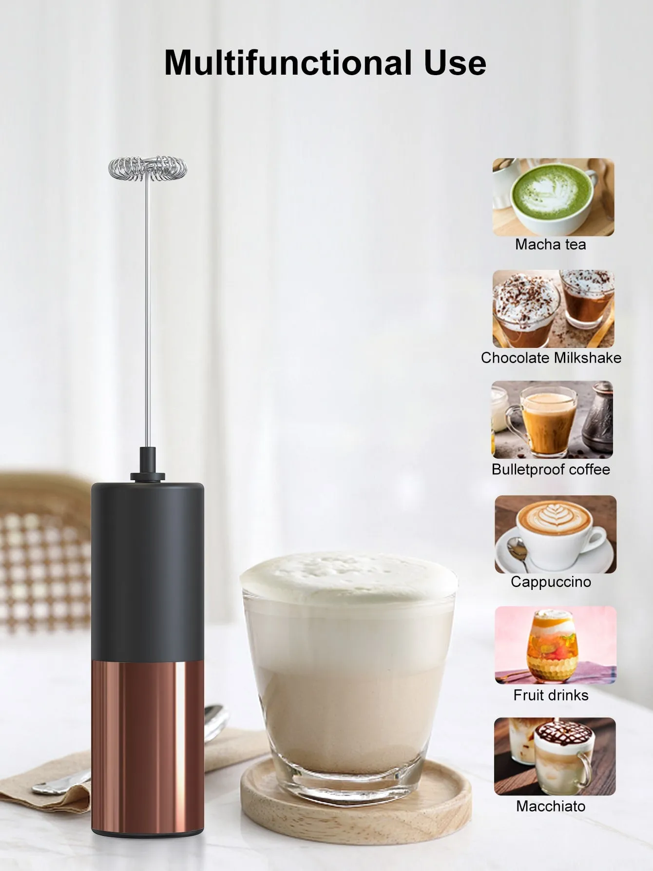 1pc Electric Milk Frother