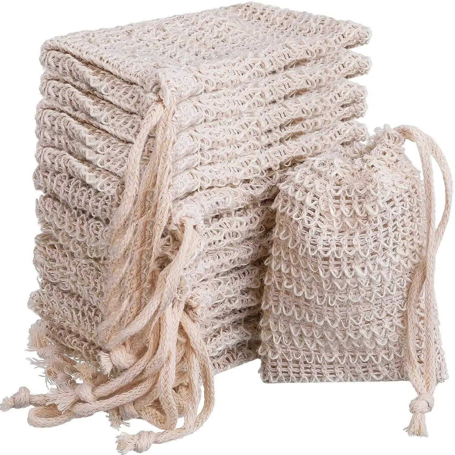 2pcs/lot Sisal Hemp Soap Bag Blister Ramie Mesh Soap Storage Bags Foam Maker Double-layer Net Bags Foaming Easy Bubble Soap Hold