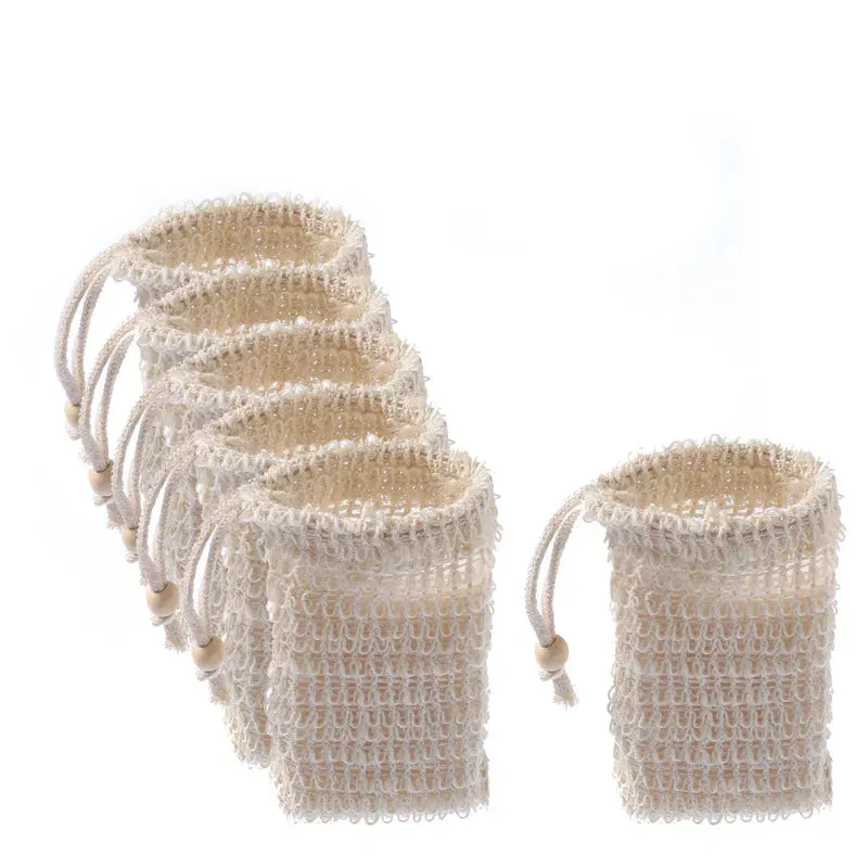 2pcs/lot Sisal Hemp Soap Bag Blister Ramie Mesh Soap Storage Bags Foam Maker Double-layer Net Bags Foaming Easy Bubble Soap Hold