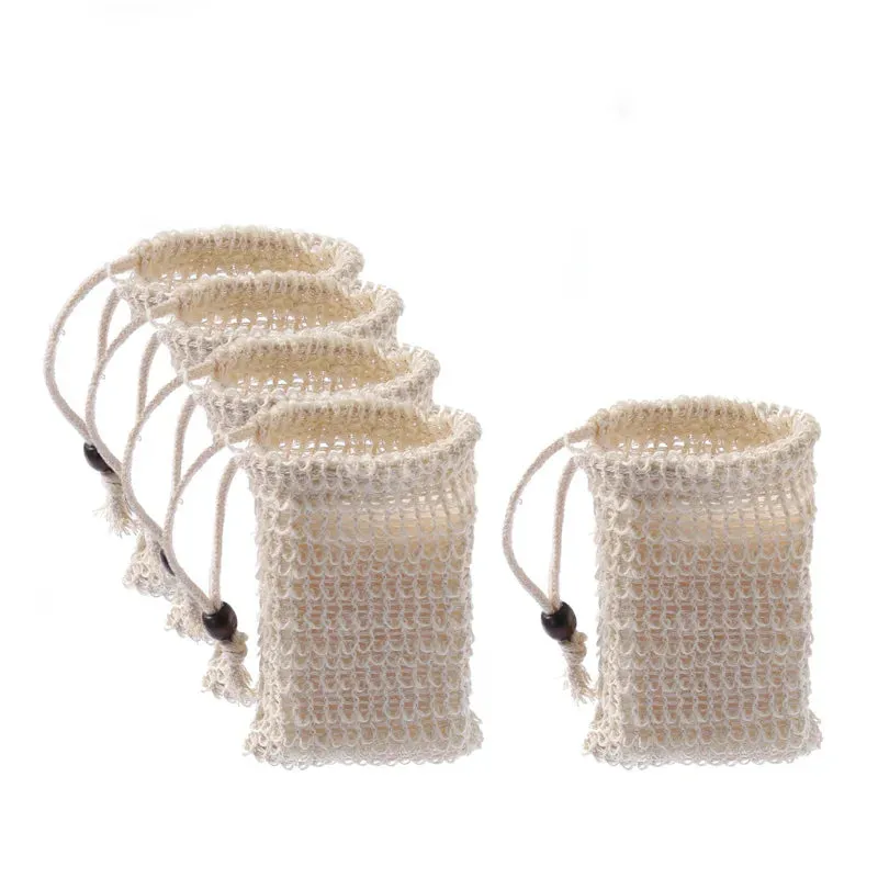 2pcs/lot Sisal Hemp Soap Bag Blister Ramie Mesh Soap Storage Bags Foam Maker Double-layer Net Bags Foaming Easy Bubble Soap Hold
