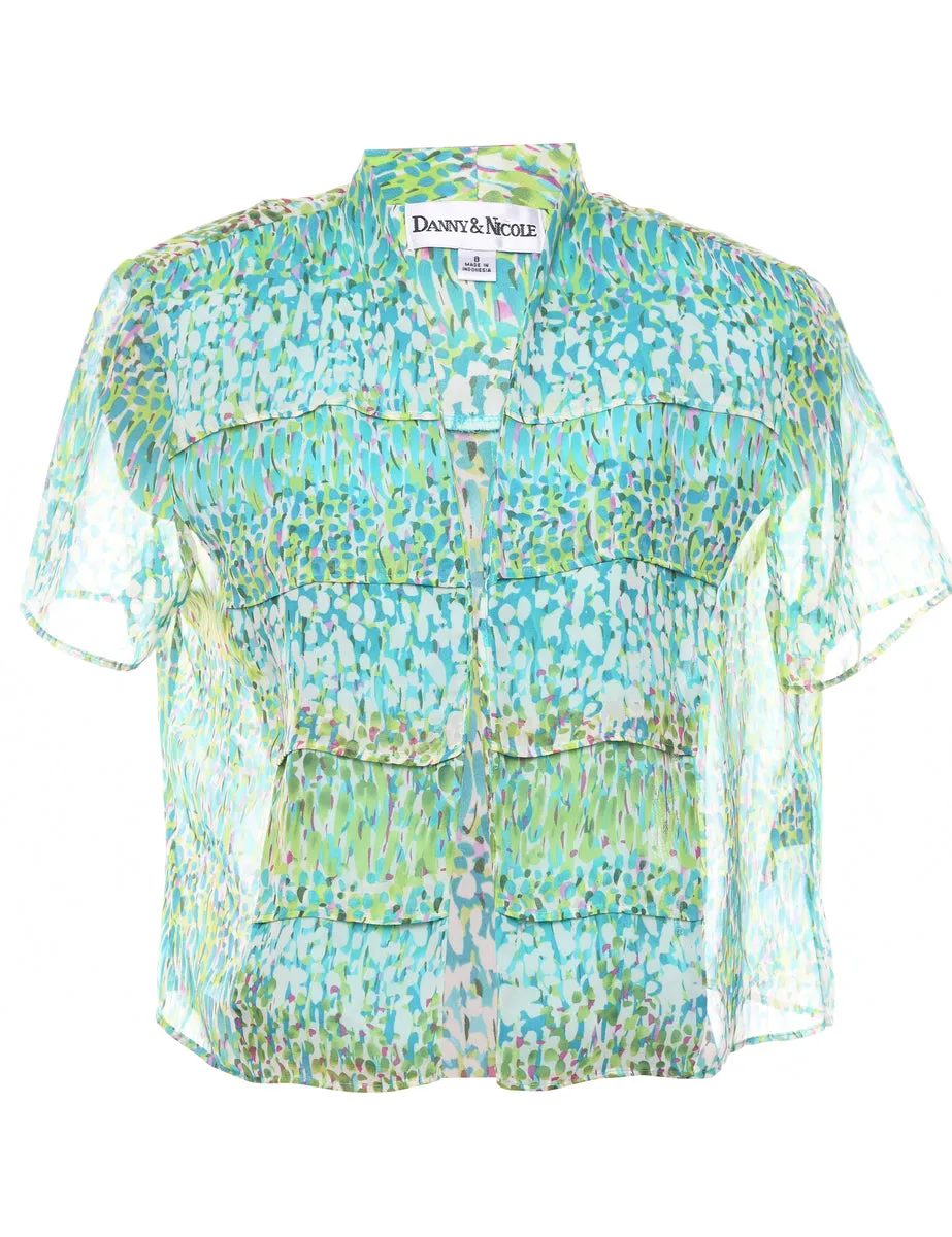 Abstract Print Jacket & Dress Semi-Sheer Set - M