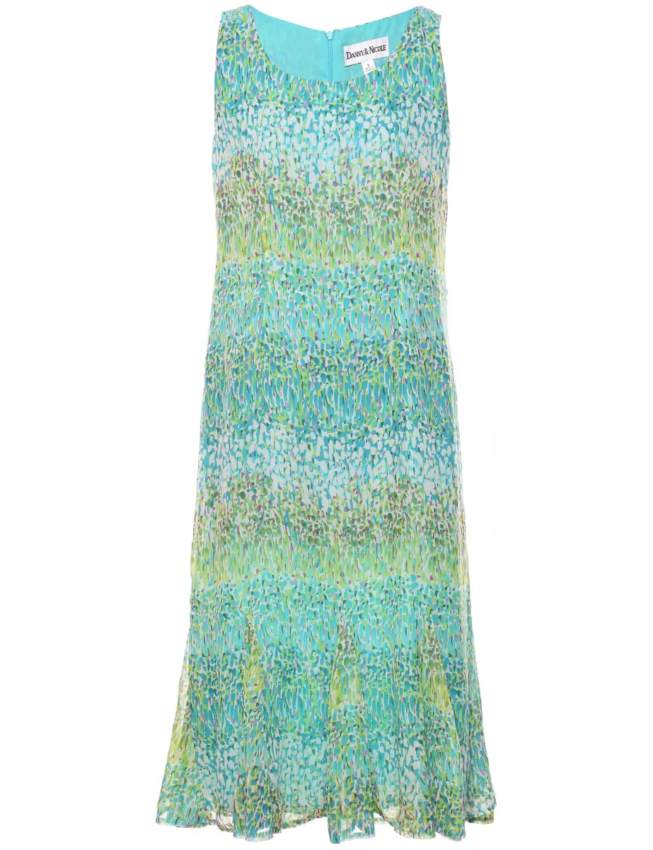 Abstract Print Jacket & Dress Semi-Sheer Set - M