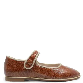 Beberlis Brown Snakeskin Pointed Mary Jane
