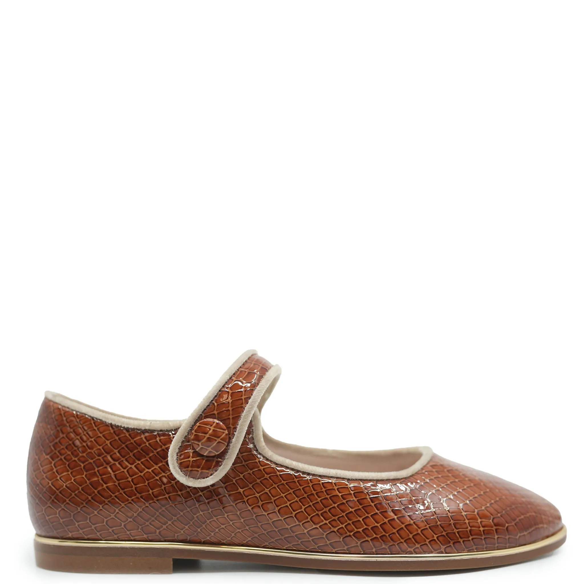 Beberlis Brown Snakeskin Pointed Mary Jane