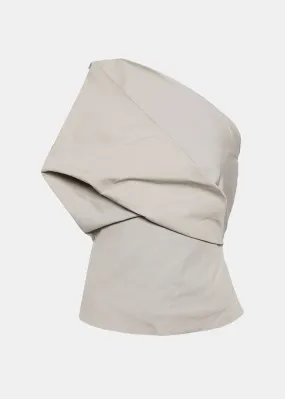 Beige Draped One-shoulder Top