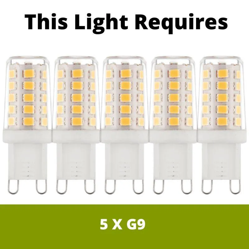 Bellis 5 Light Semi-Flush Chrome Ceiling Light, Flower Glass
