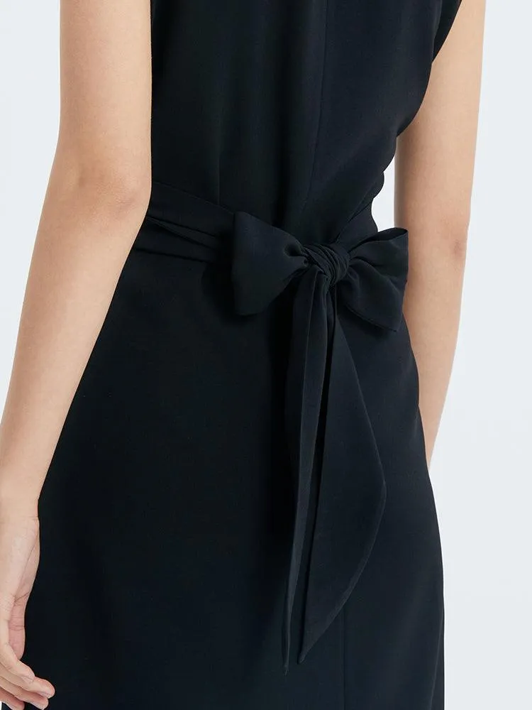 Black Acetate Fitted Shirt Dress