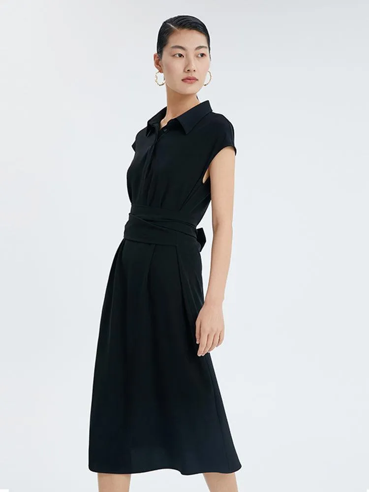 Black Acetate Fitted Shirt Dress
