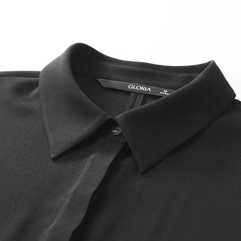 Black Acetate Fitted Shirt Dress