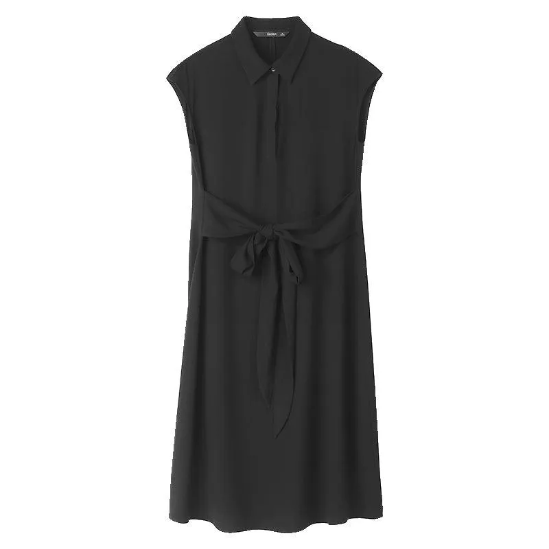 Black Acetate Fitted Shirt Dress