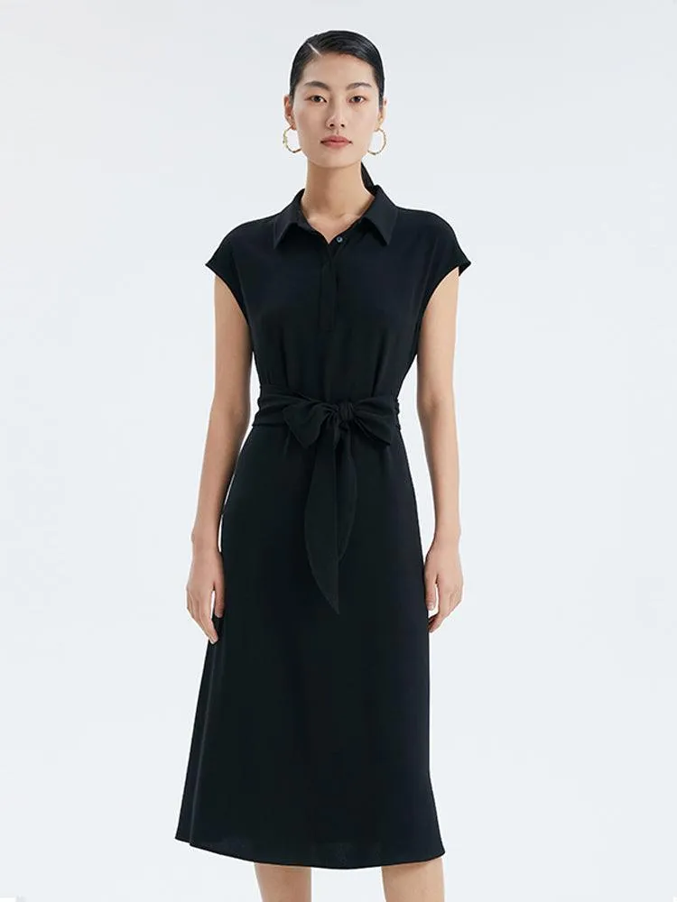 Black Acetate Fitted Shirt Dress