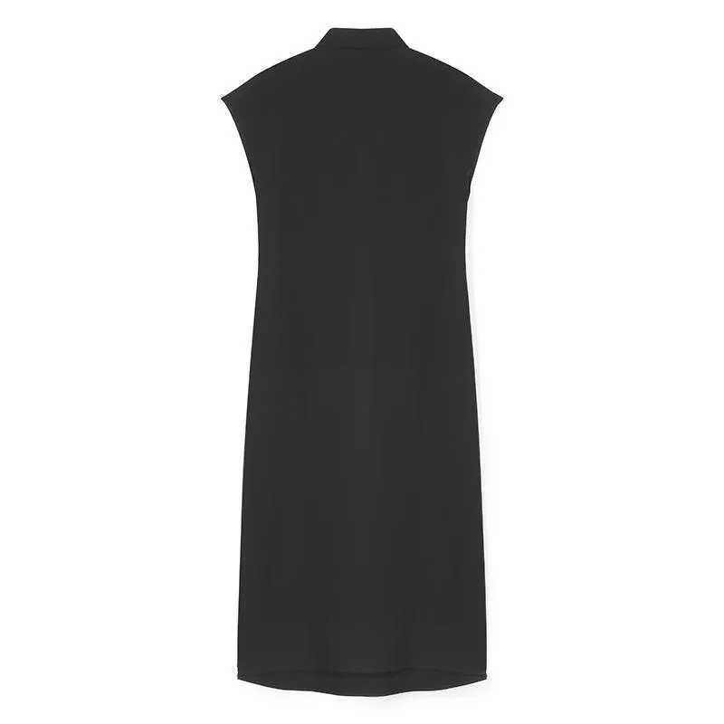 Black Acetate Fitted Shirt Dress