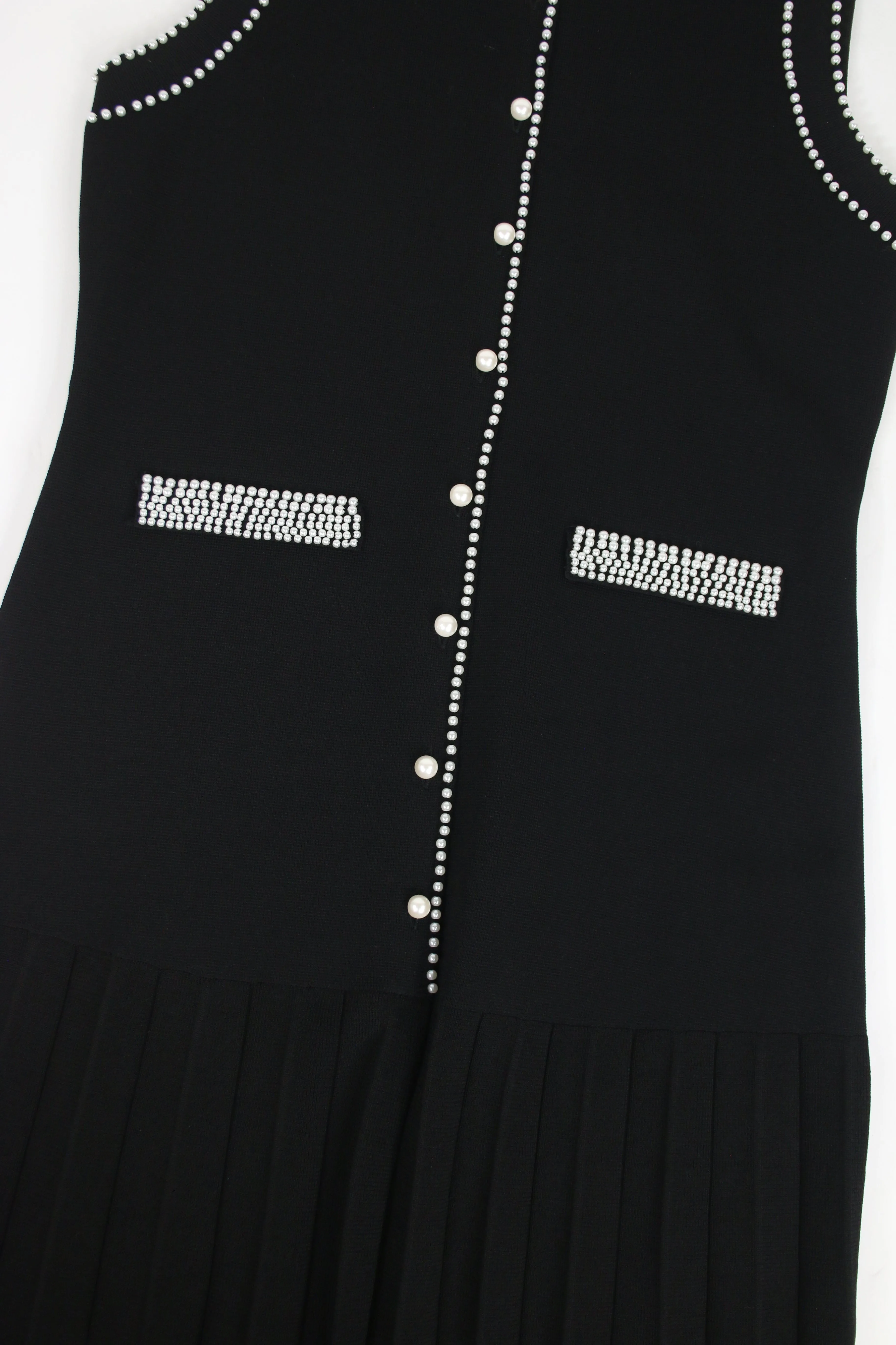 Black sleeveless knit midi dress - size UK 12