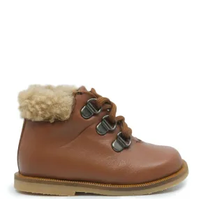 Blublonc Brown and Shearling Cuff Baby Bootie