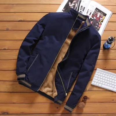 Bomber Jackets Casual Male Outwear Fleece Thick Warm Windbreaker Jacket Mens Military Baseball Coats Clothing