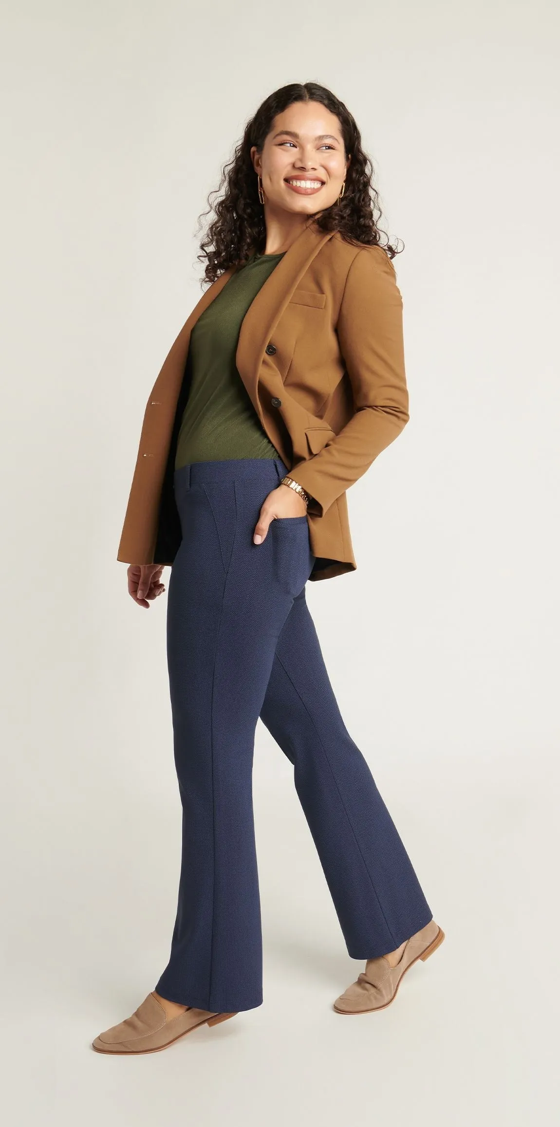 Boot-Cut | Two-Pocket Dress Pant Yoga Pants (Spectrum Dashed Herringbone)