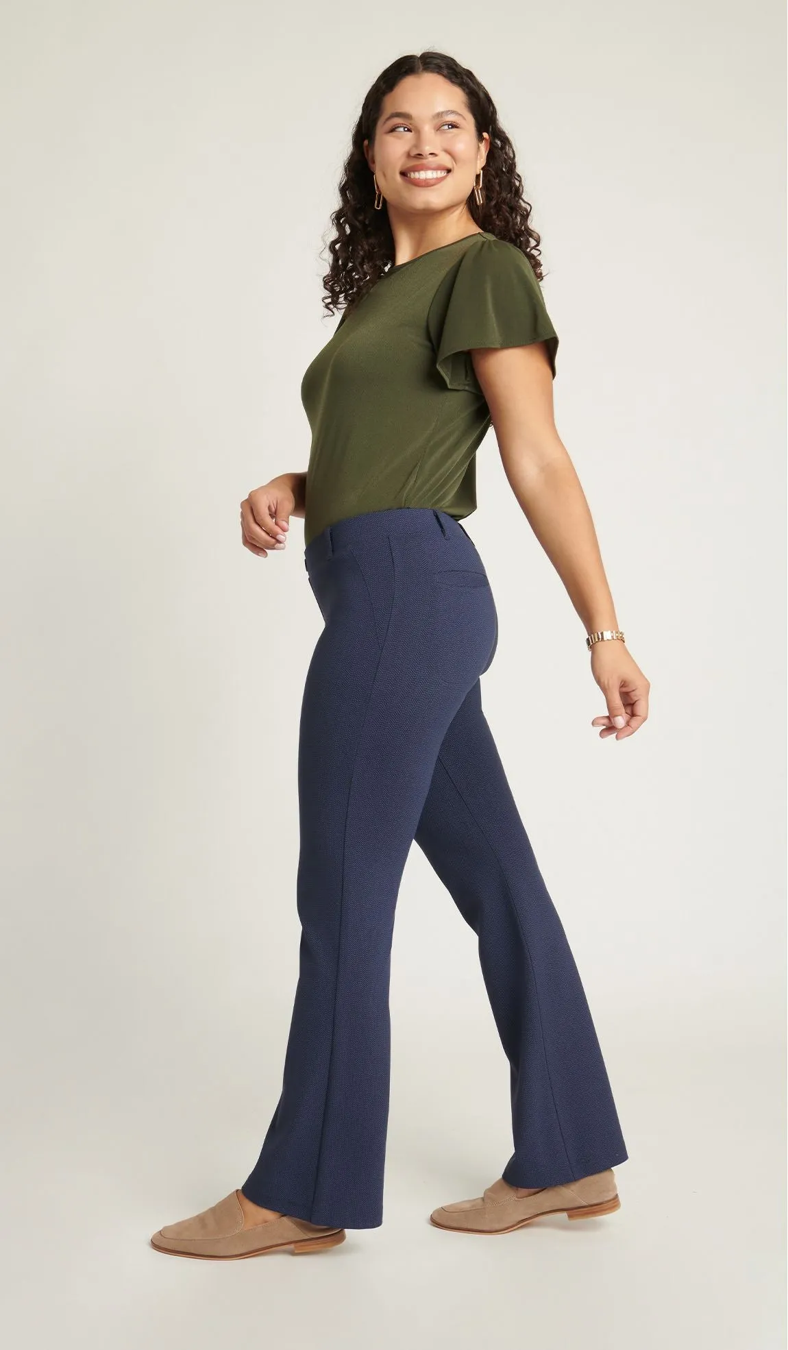 Boot-Cut | Two-Pocket Dress Pant Yoga Pants (Spectrum Dashed Herringbone)