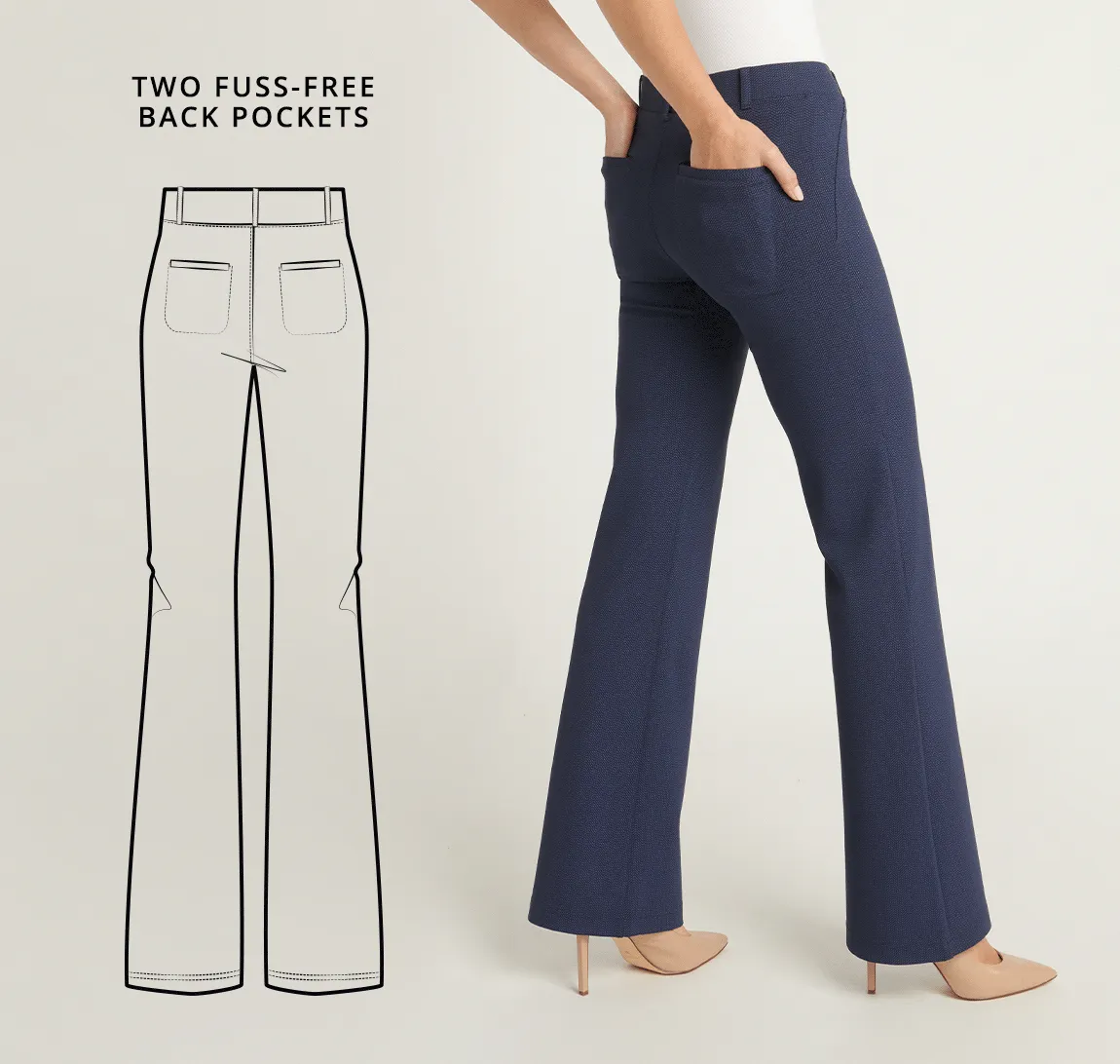 Boot-Cut | Two-Pocket Dress Pant Yoga Pants (Spectrum Dashed Herringbone)