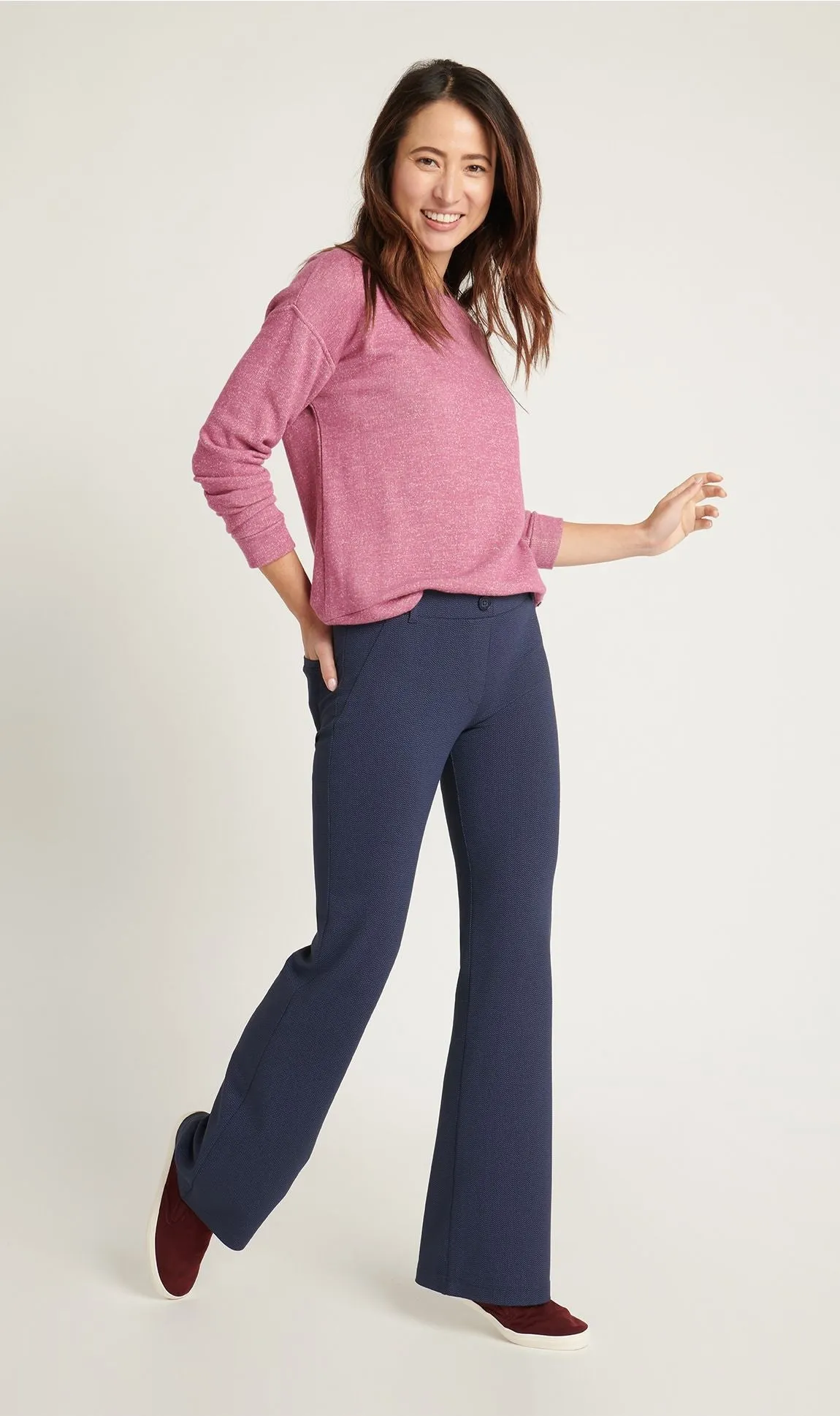Boot-Cut | Two-Pocket Dress Pant Yoga Pants (Spectrum Dashed Herringbone)