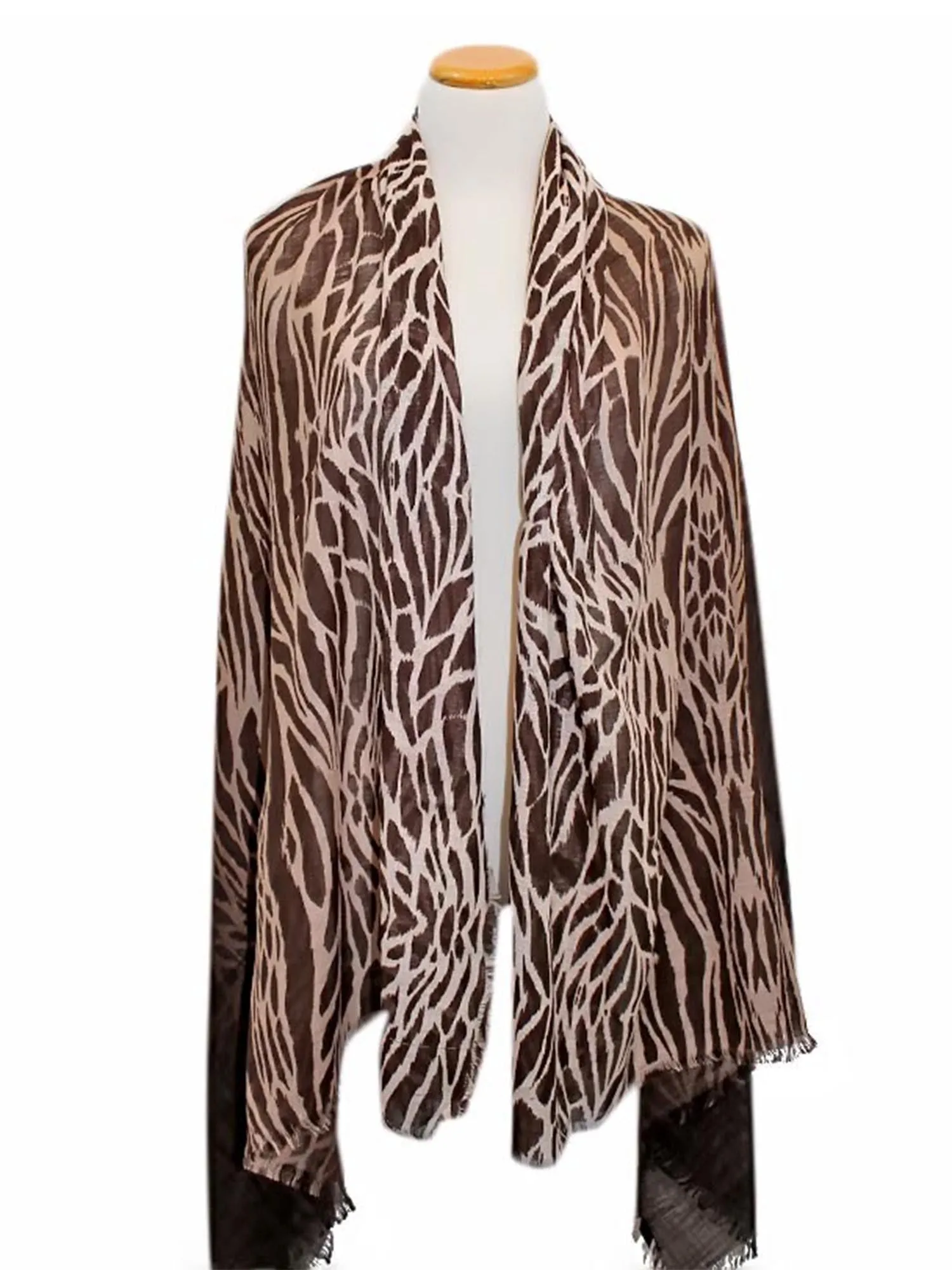 Brown Zebra Animal Print Lightweight Scarf