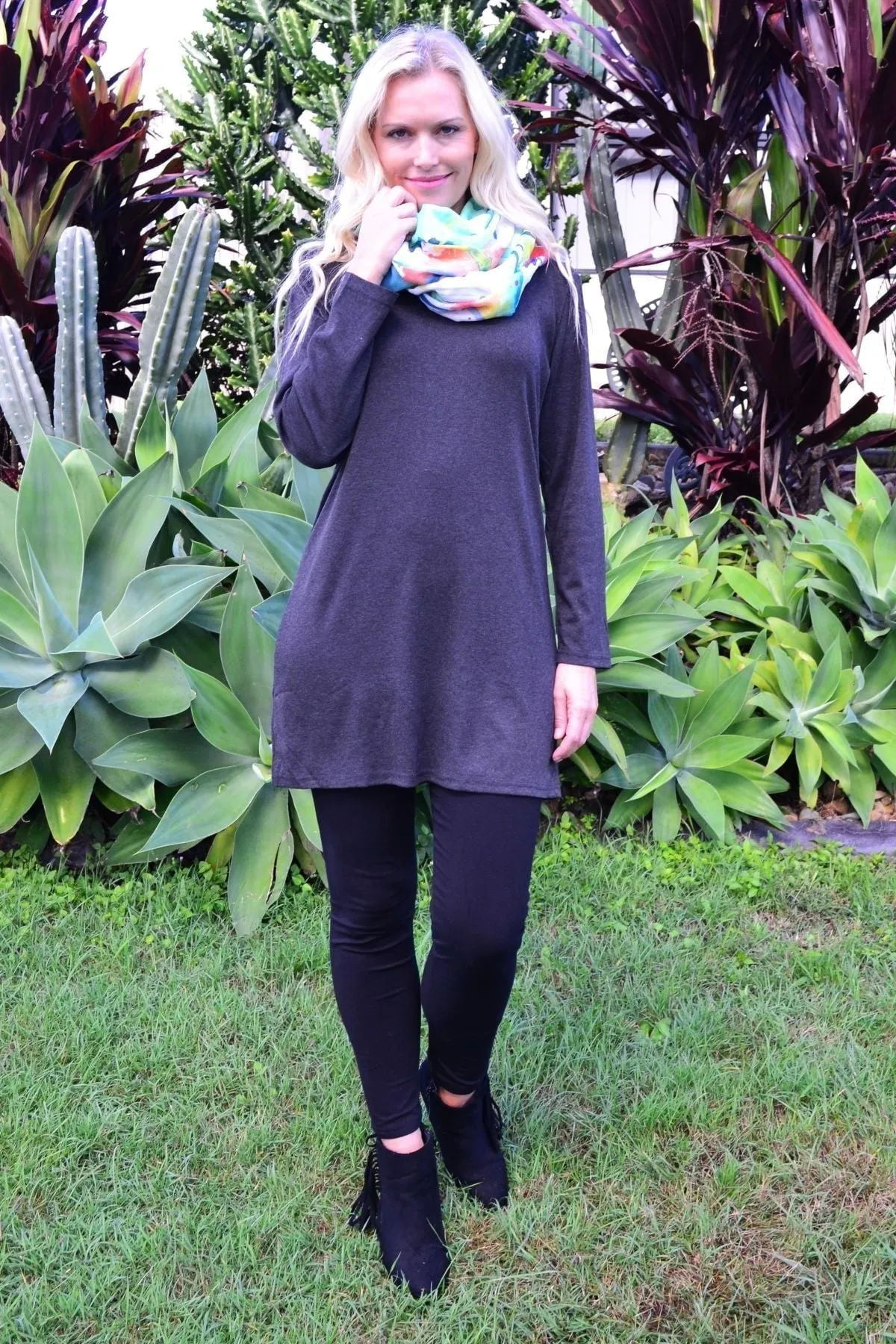 Charcoal Grey Full Sleeve Basic Top