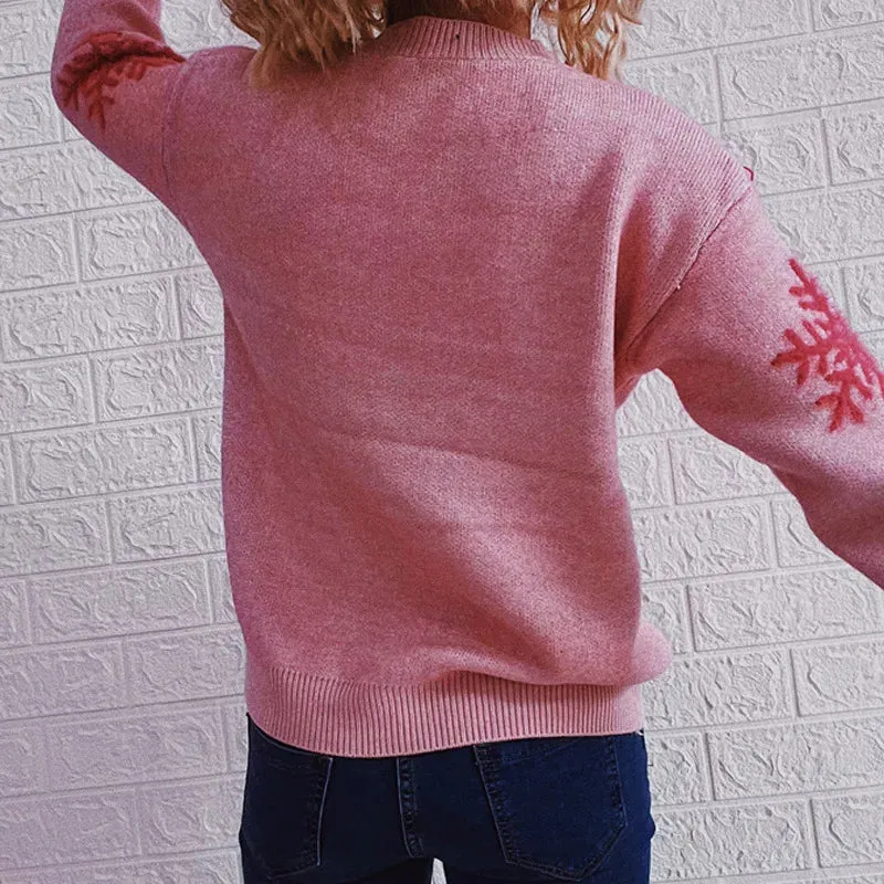 Christmas Sweater Woman Snow Deer Soft Knitted O-Neck Long Sleeve Pullovers Female Loose Warm Knitwear Jumper New Year Clothes