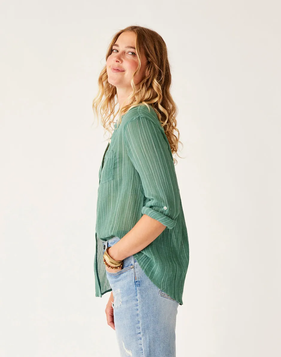 Dylan Gauze Tunic: Forest Multistripe
