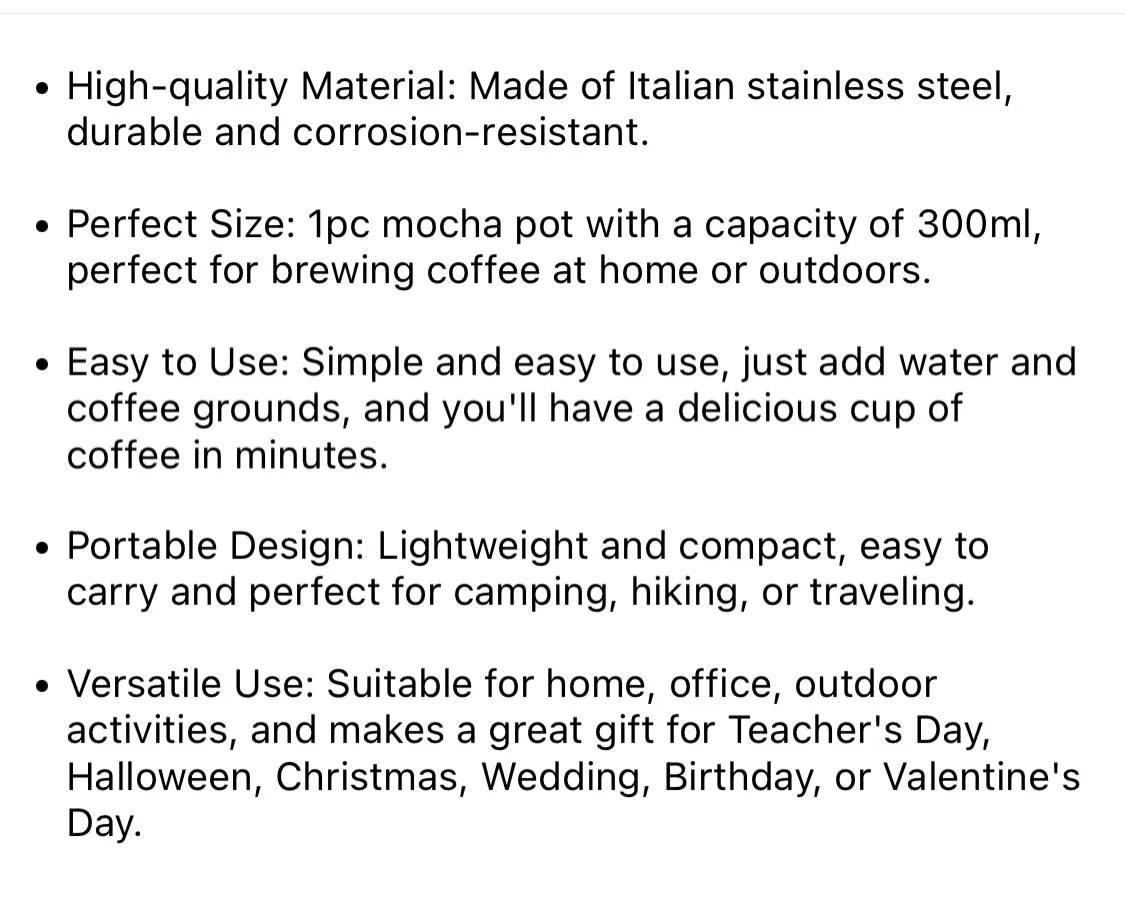 Espresso Maker Stainless Steel Moka Pot Italian Coffee Moka