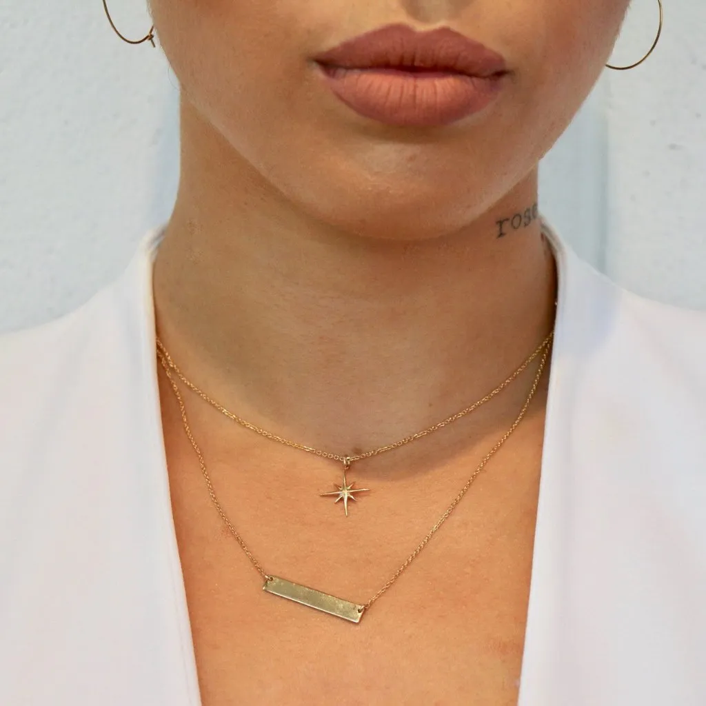 Gold Bar Necklace in 14K Solid Gold