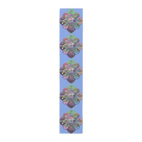 Hand-Drawn Mandala Art Table Runner - Light Blue