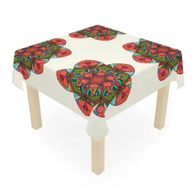 Handmade Mandala Design Ivory Square Tablecloth
