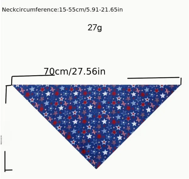 Independence Day Pet Dog Triangle Towel Pet Cat Dog Scarf (Multi Stars Navy Blue)
