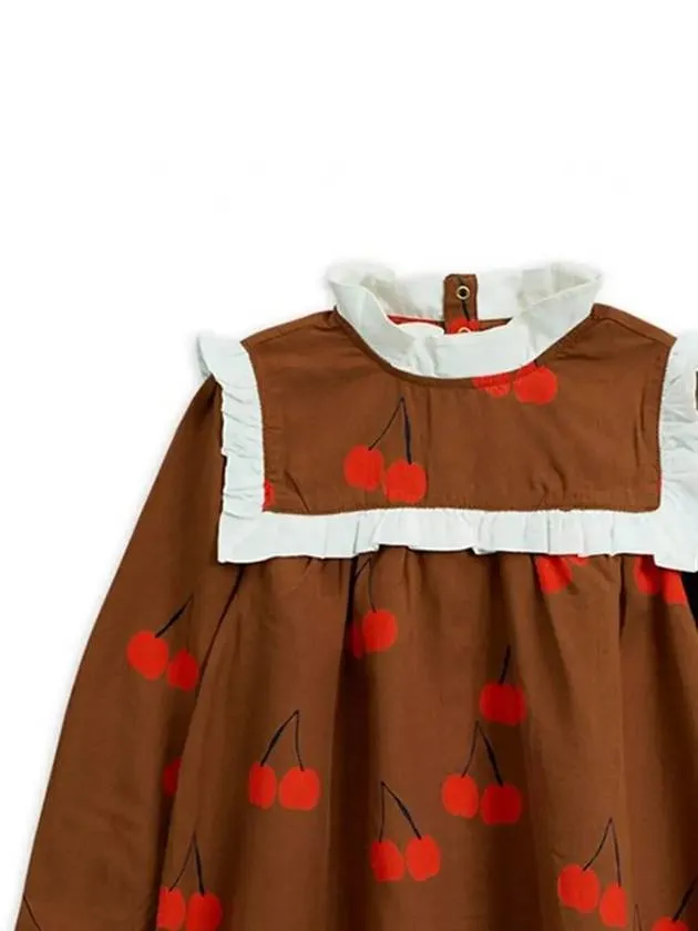 Kids cherry pleated brown dress 19750110 16
