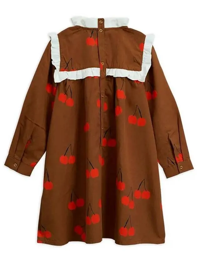 Kids cherry pleated brown dress 19750110 16