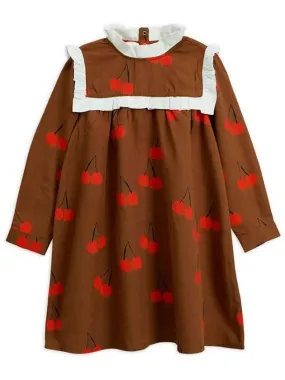 Kids cherry pleated brown dress 19750110 16
