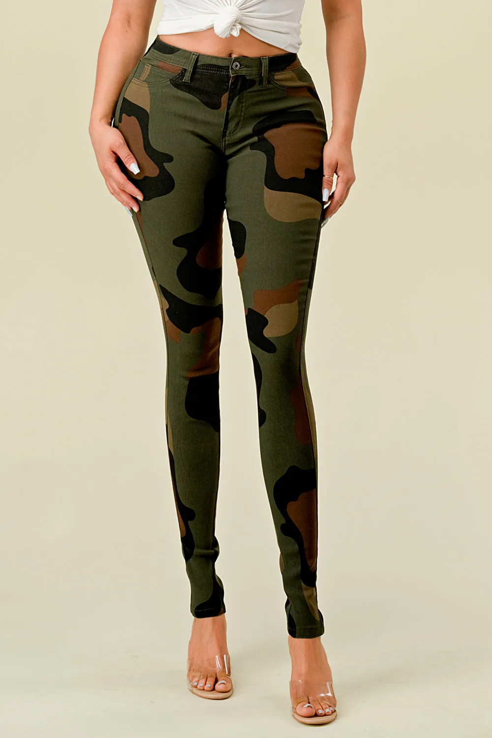 LV-460 DARK ARMY HIGH WAISTED STRETCHY PANTS FOR SUMMER