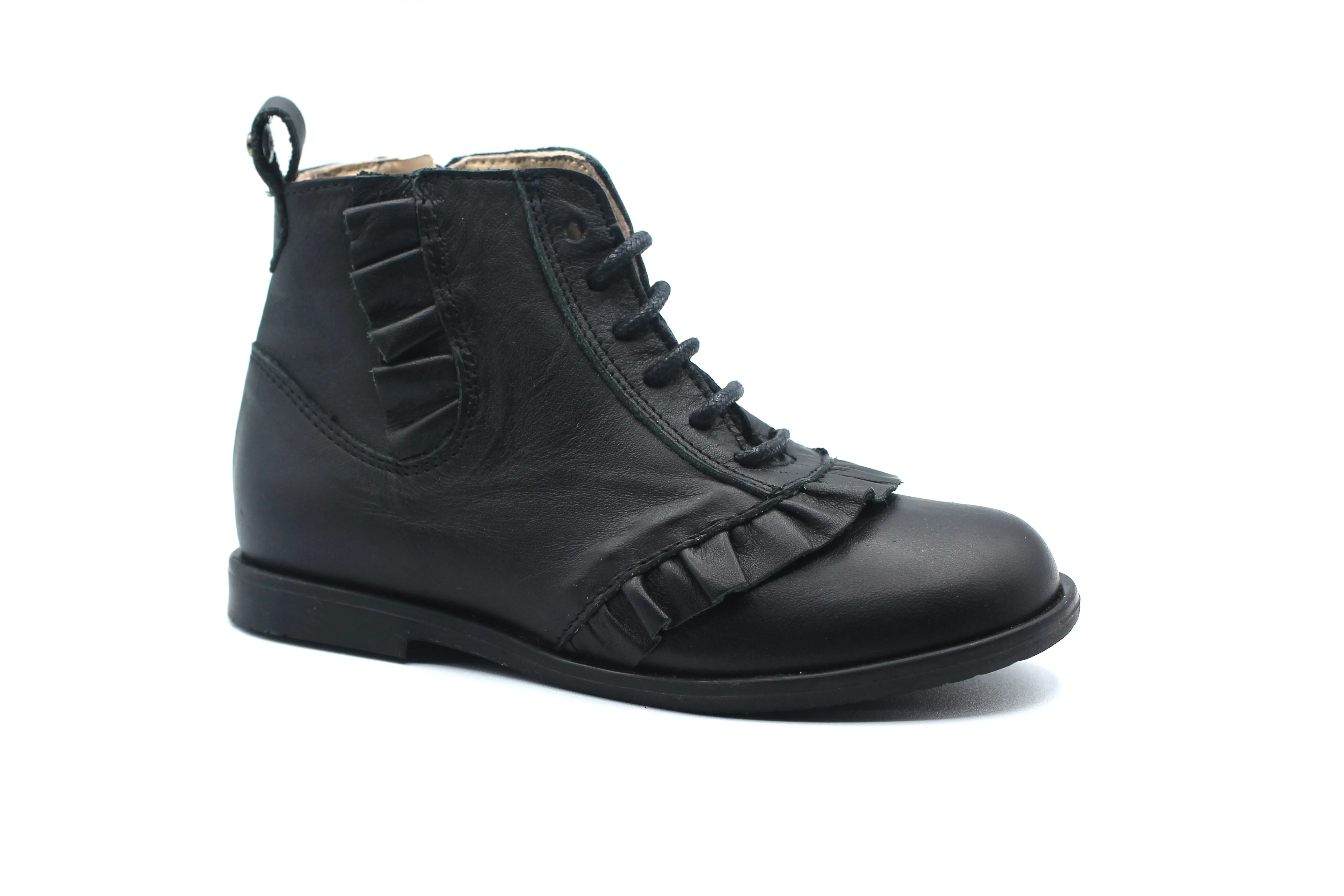 Manuela Black Ruffle Bootie