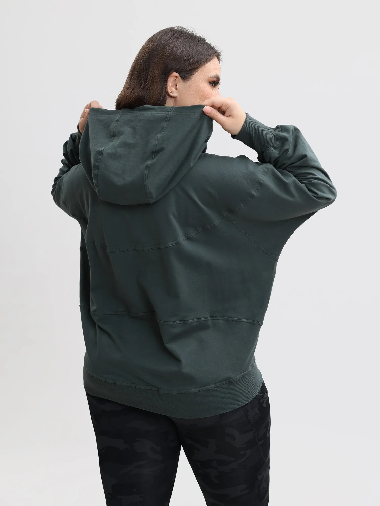 Midsize Casual Sports Loose Hooded Pullover Sweater