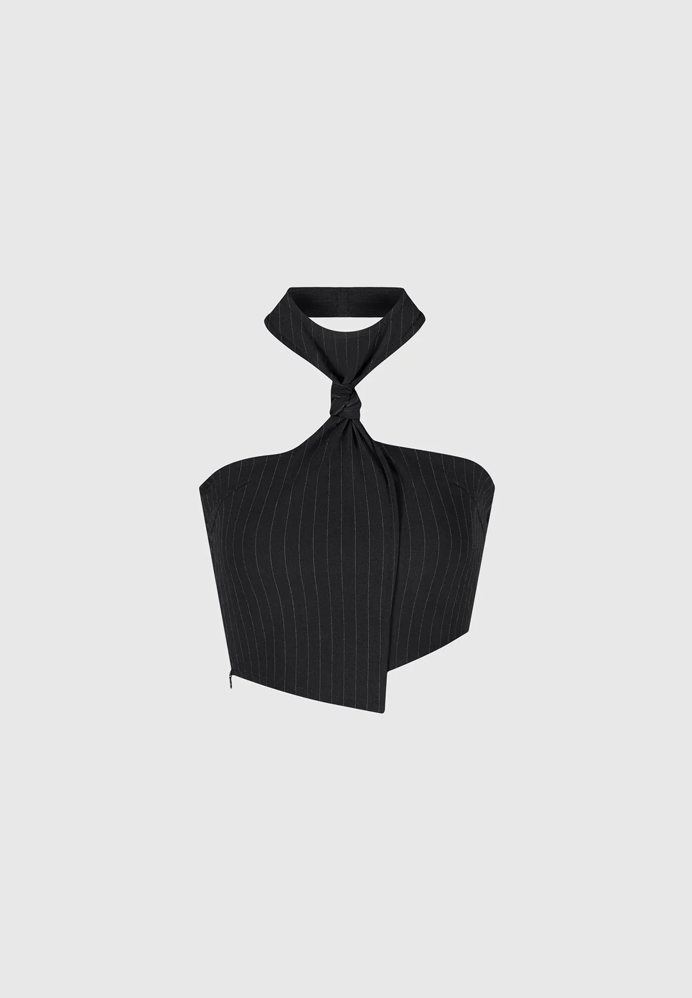 Pinstripe Tie Knot Halter Top