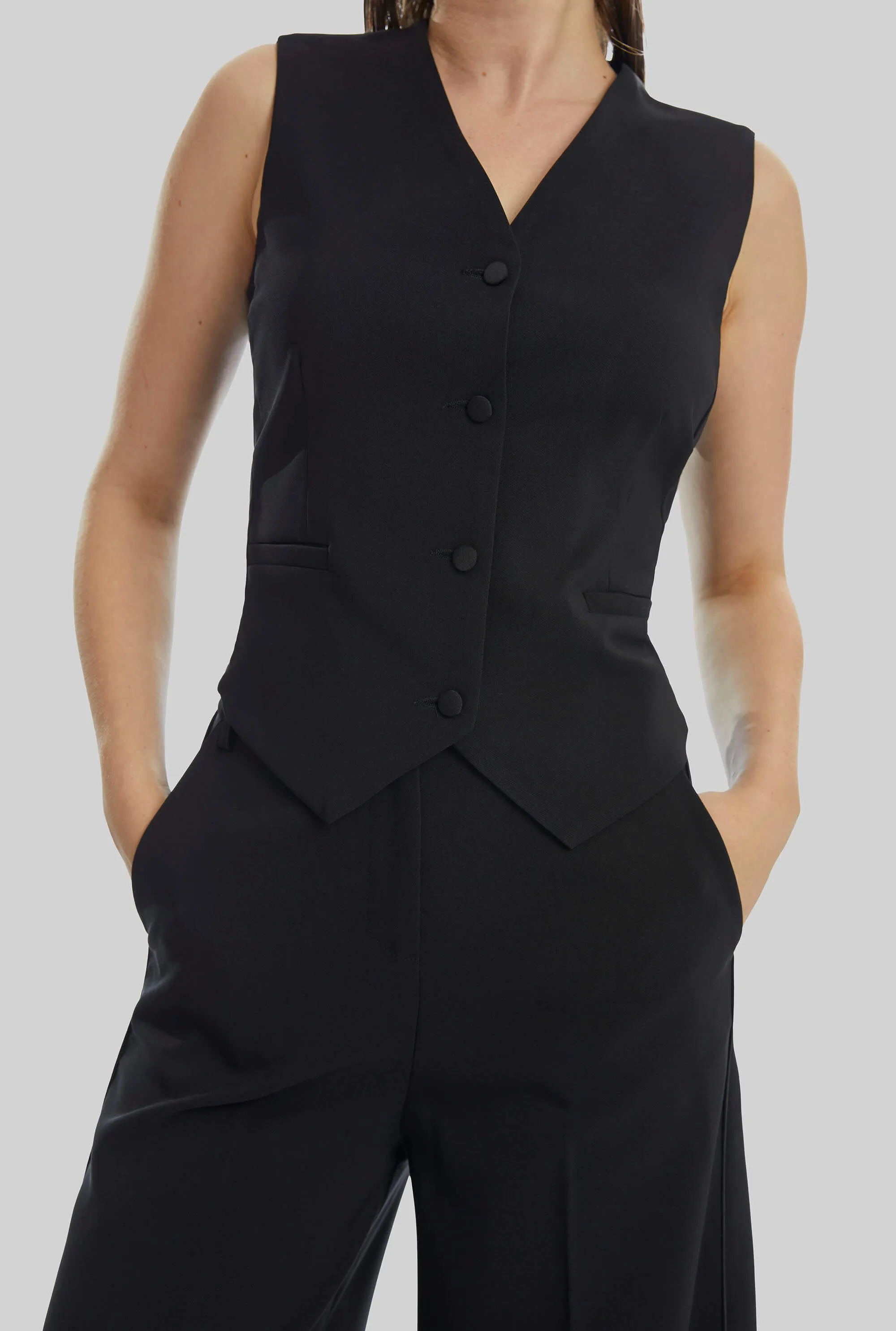 Plain Fitted Waistcoat Black