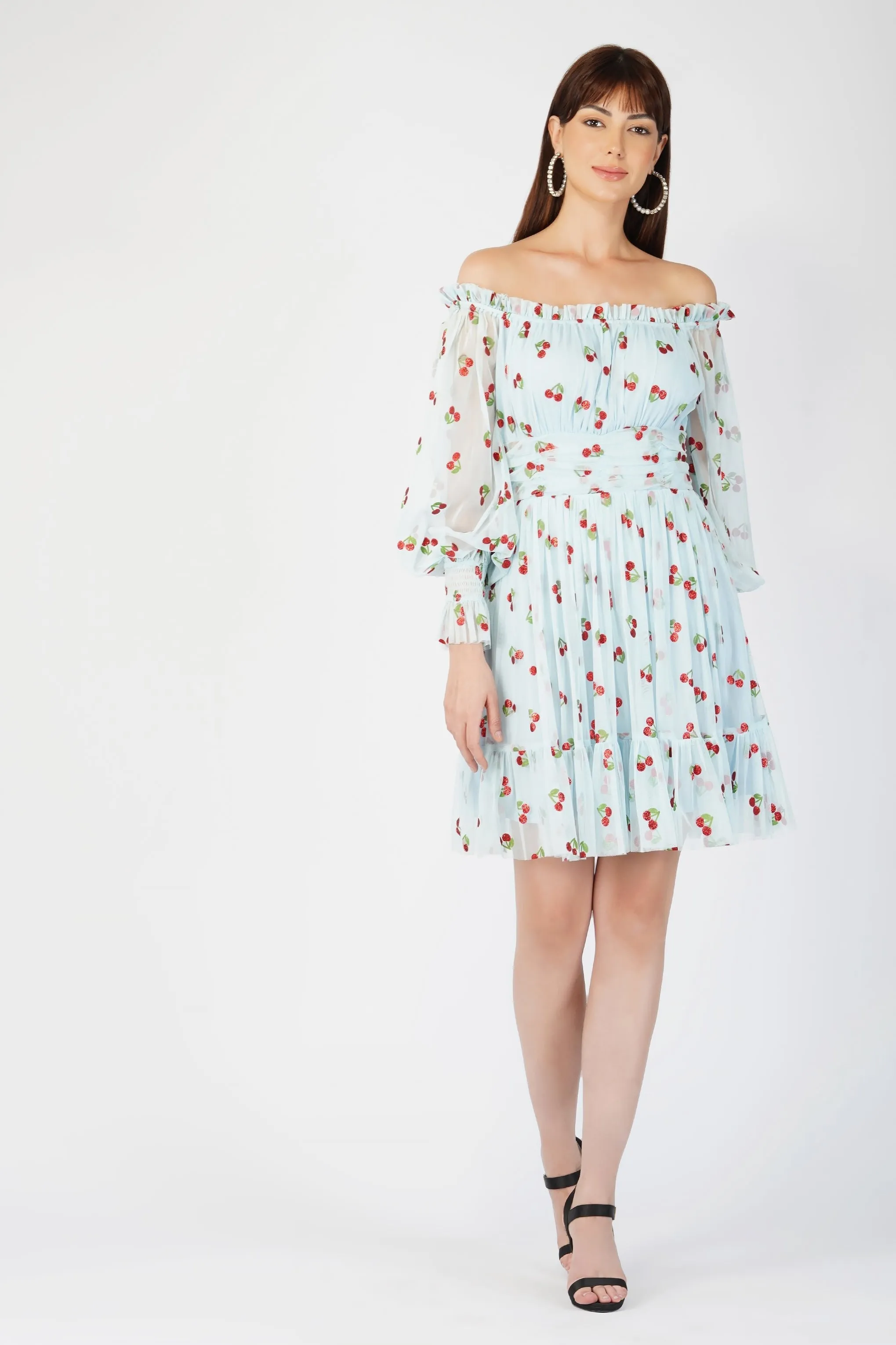 Robin Glitter Cherry Print Dress