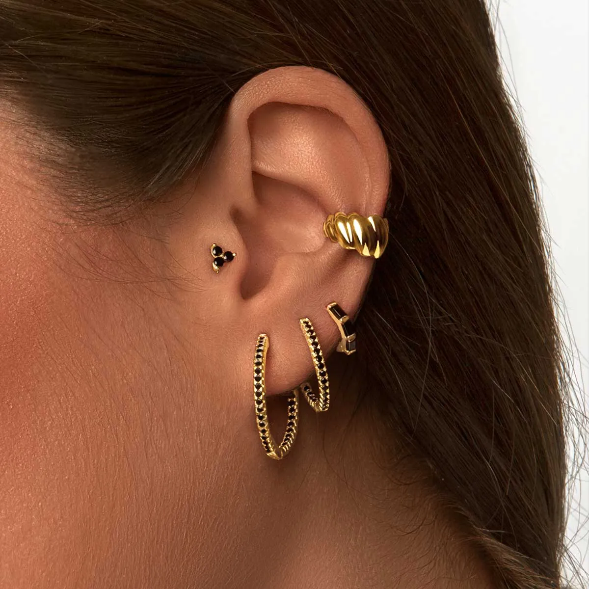 Sia M Black Gold Hoop Single Earring
