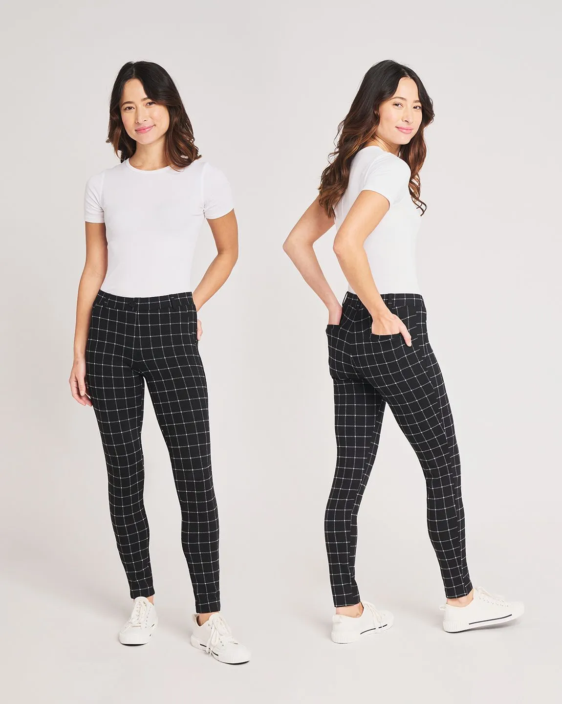 Skinny-Leg | Two-Pocket Dress Pant Yoga Pants (Oliver Check)