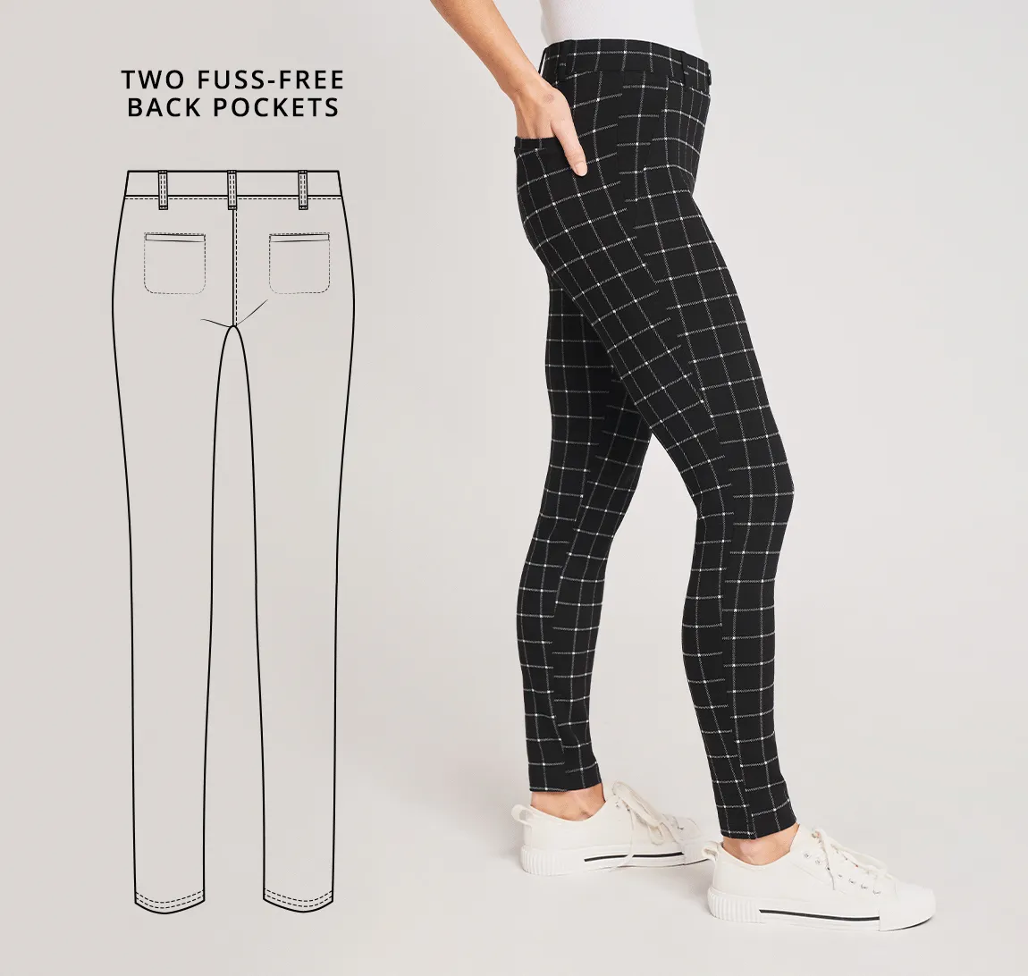 Skinny-Leg | Two-Pocket Dress Pant Yoga Pants (Oliver Check)