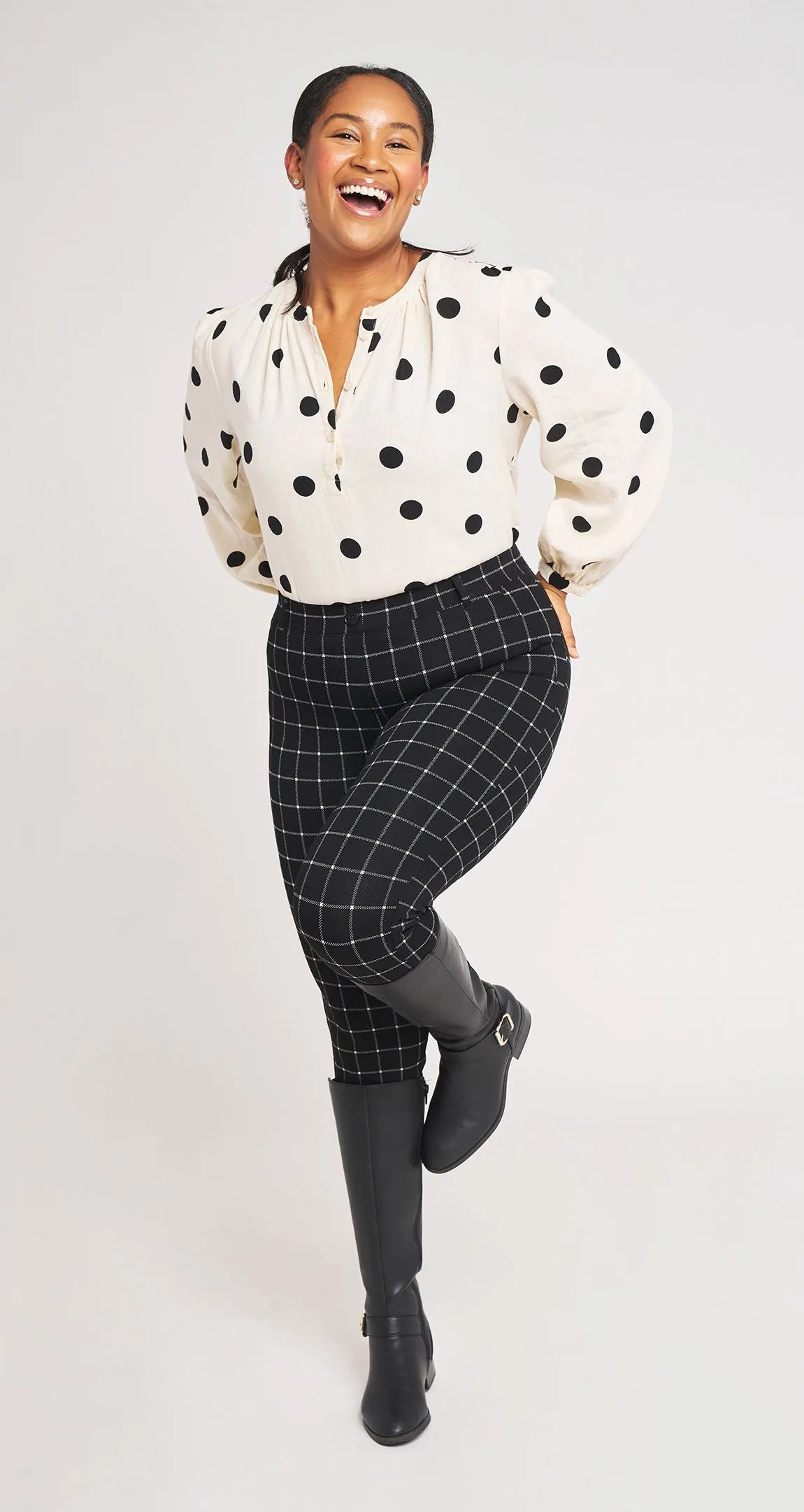 Skinny-Leg | Two-Pocket Dress Pant Yoga Pants (Oliver Check)