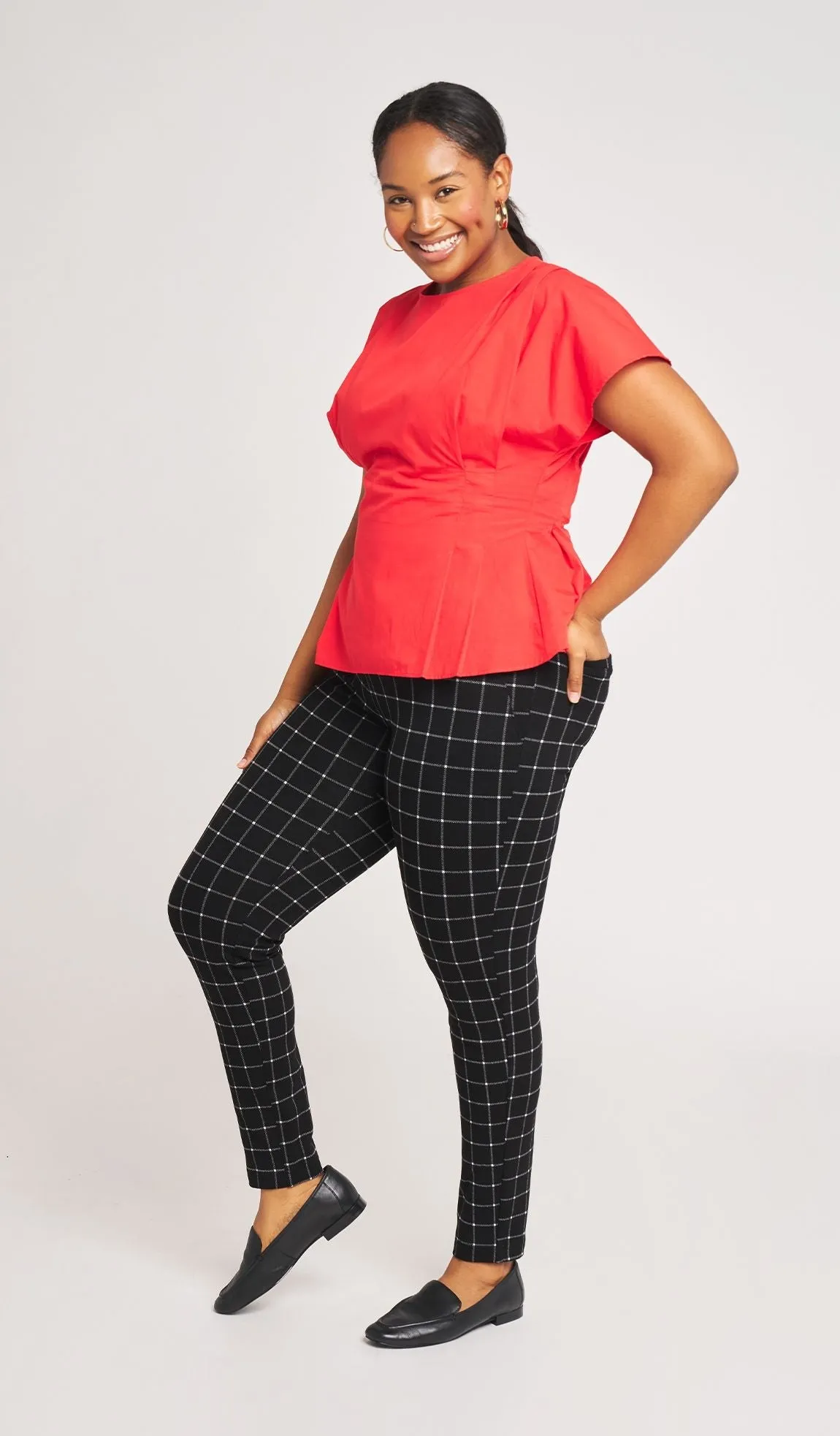 Skinny-Leg | Two-Pocket Dress Pant Yoga Pants (Oliver Check)