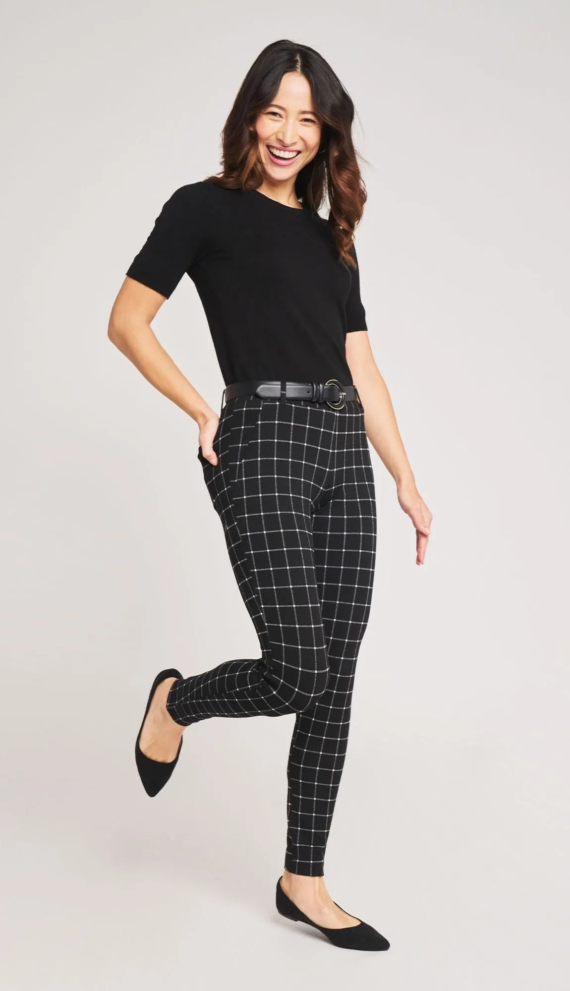 Skinny-Leg | Two-Pocket Dress Pant Yoga Pants (Oliver Check)