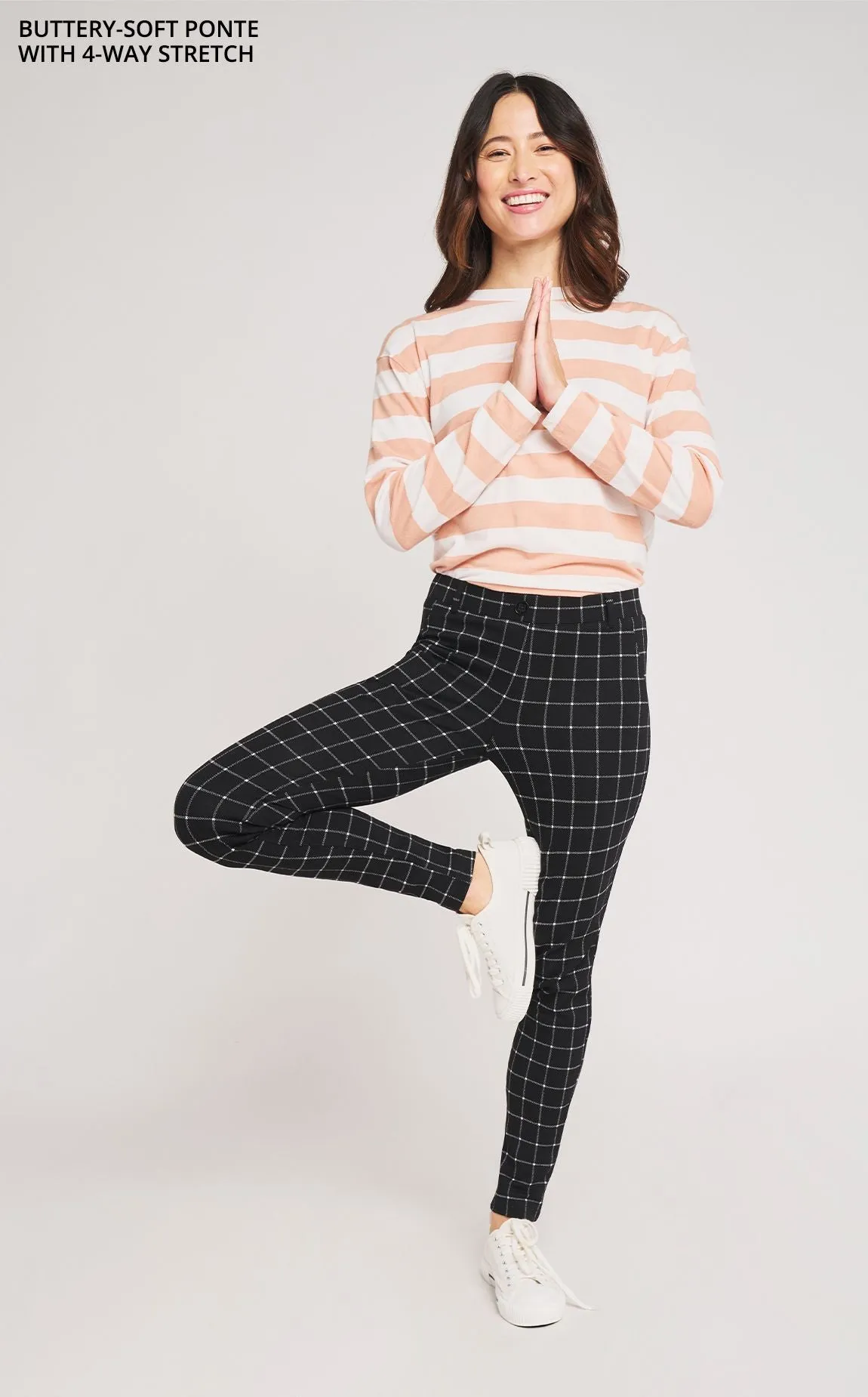 Skinny-Leg | Two-Pocket Dress Pant Yoga Pants (Oliver Check)