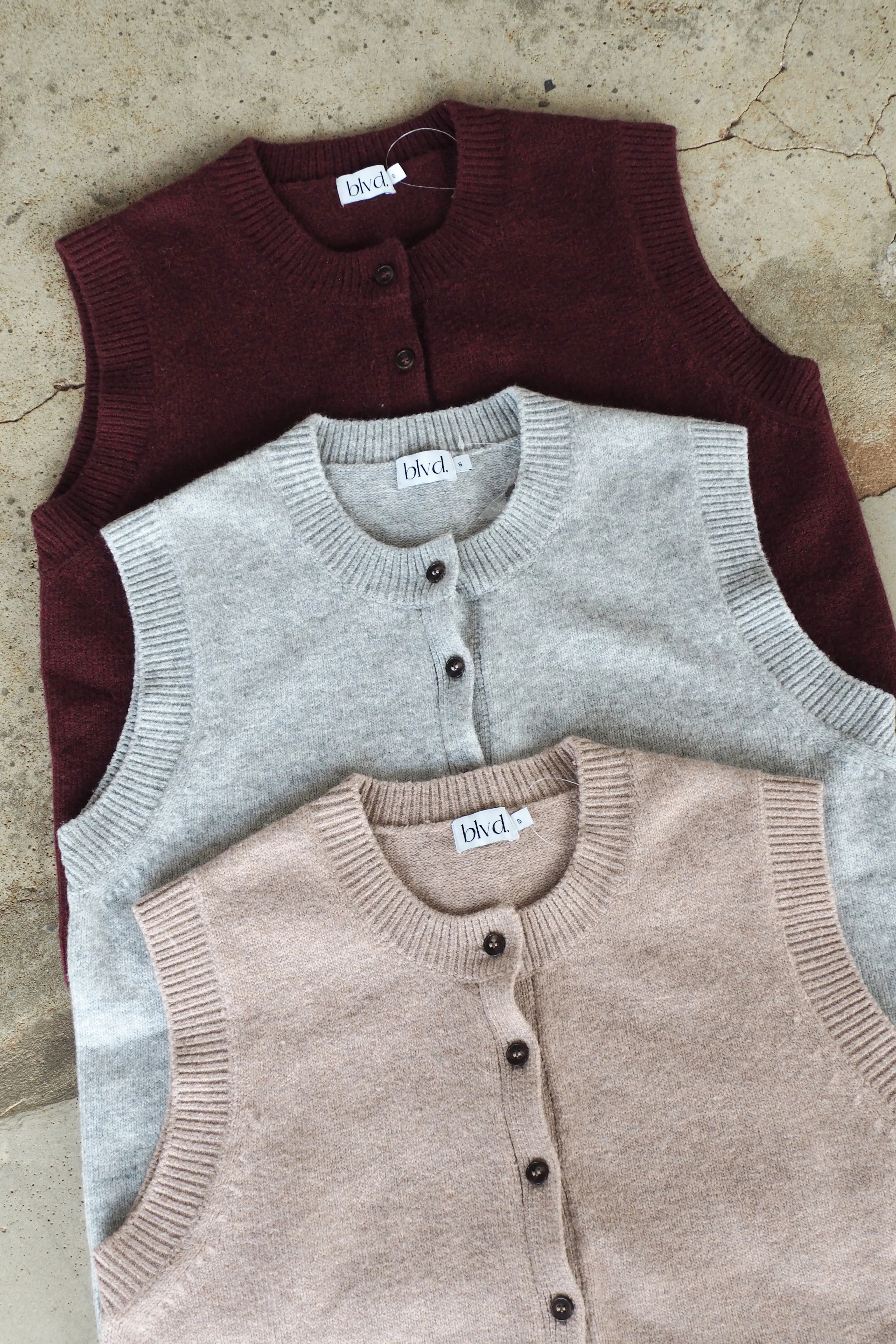 Sofia Cotton Knit Vest - Burgundy
