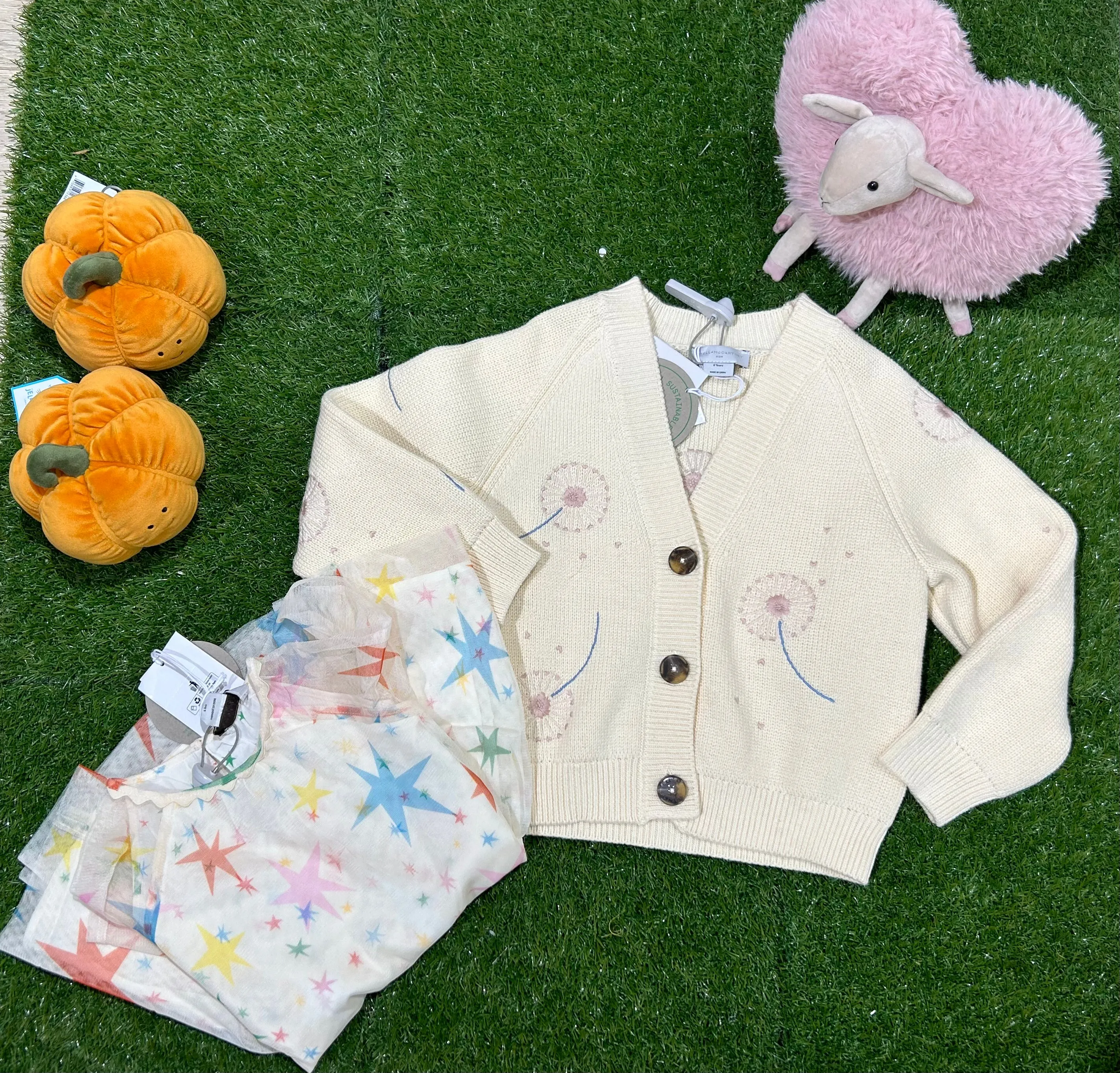 Stella McCartney Baby Girls Ivory Star Print Tulle Dress